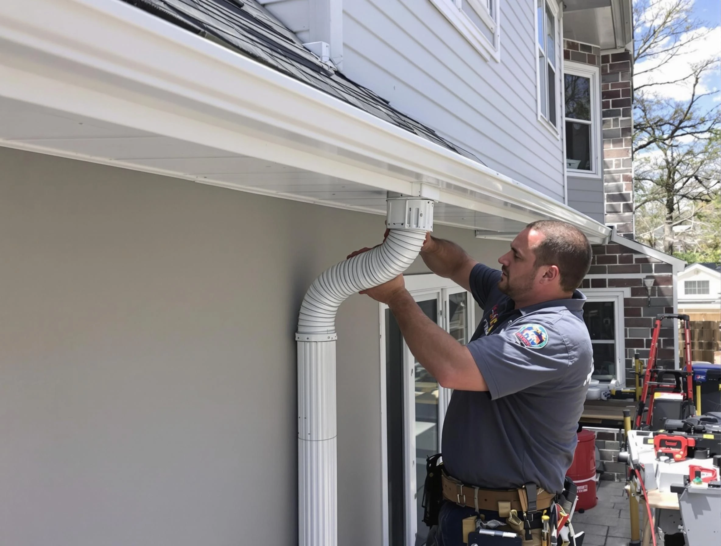 Downspouts installed by Willoughby Roofing Company to guide water away in Willoughby, OH