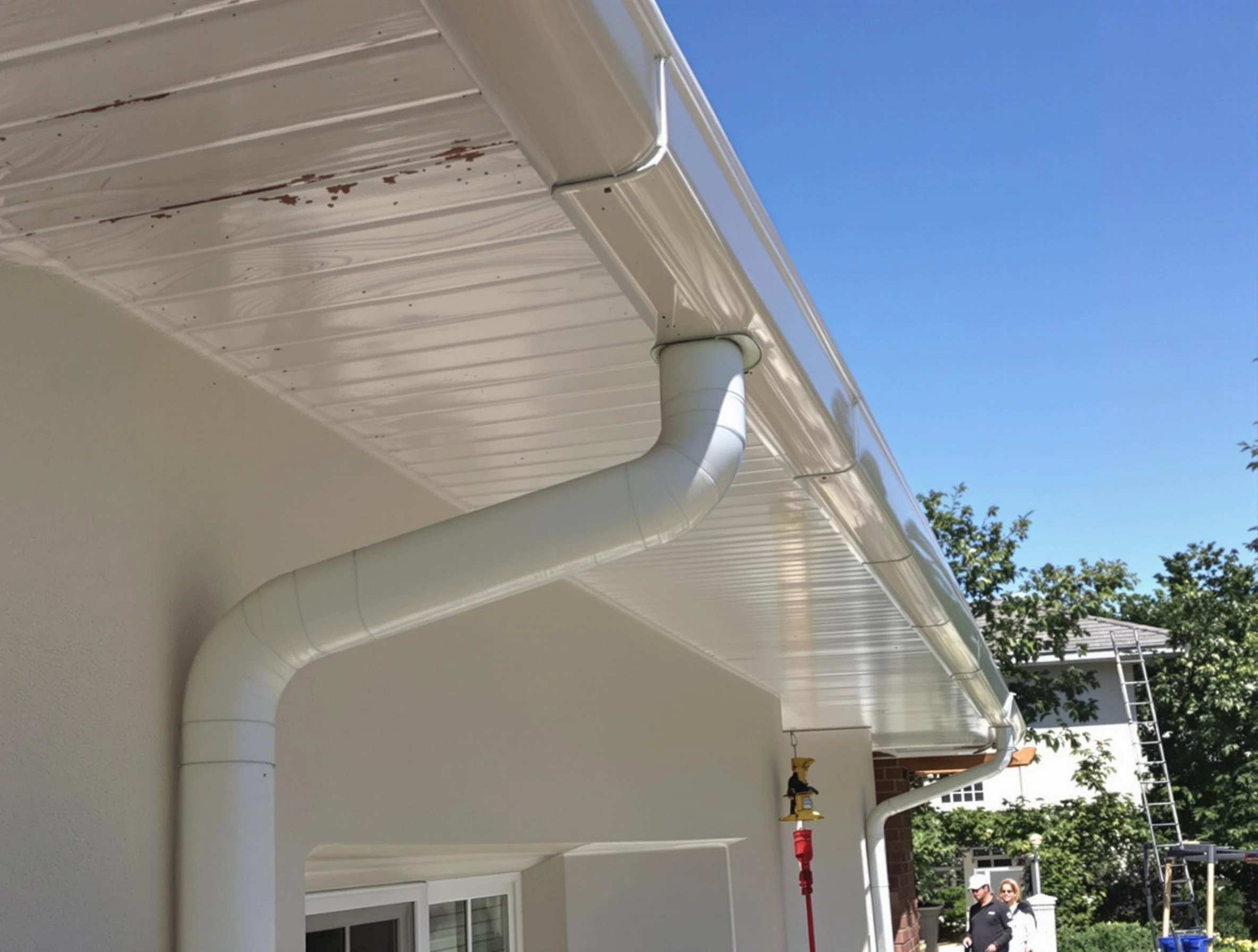 On-site seamless gutter fabrication by Willoughby Roofing Company in Willoughby, OH